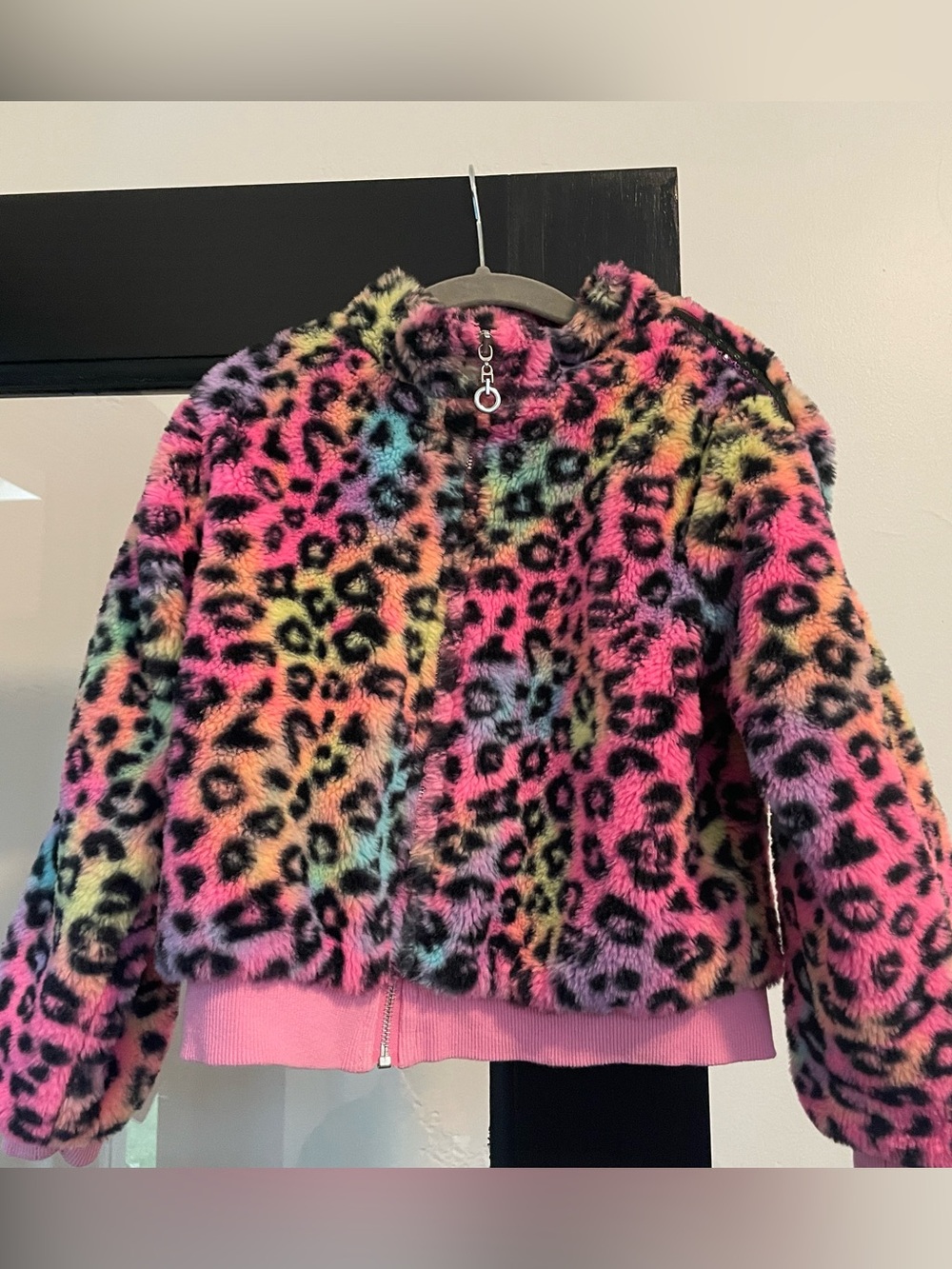 Baby Sara Rainbow Leopard Faux-Fur Jacket